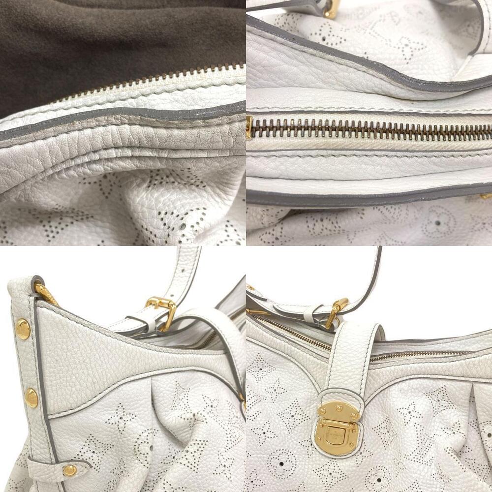 Louis Vuitton Mahina Leather Shoulder Bag White Brown